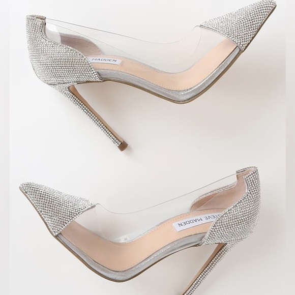 Steve Madden Malibu-R Rhinestone Vinyl Pointed-Toe Pumps Size 7.5 - Picture 12 of 14